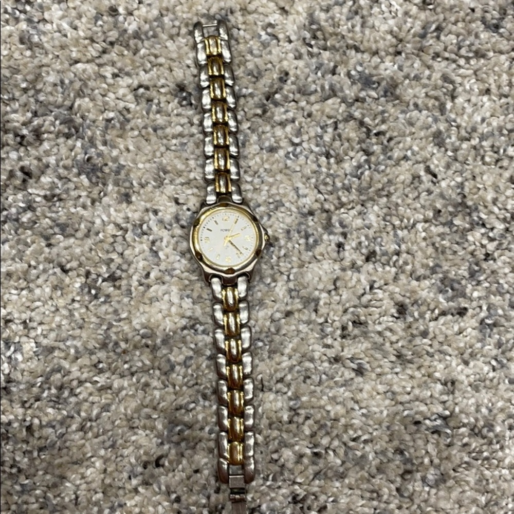Silver and gold fossil watch